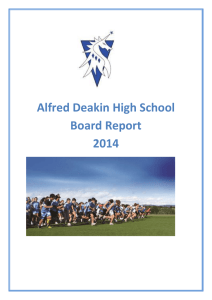 Alfred Deakin High Annual School Board Report 2014