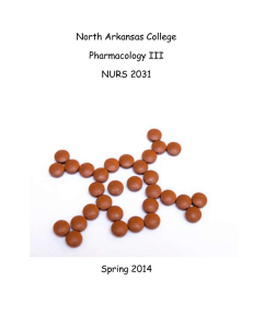 North Arkansas College Pharmacology III NURS 2031 Spring 2014