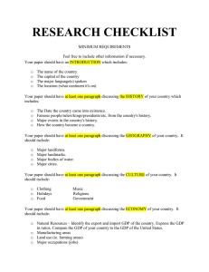 Country Project RESEARCH CHECKLIST