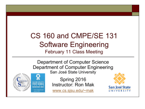 CS 160: Software Engineering - Department of Computer Science