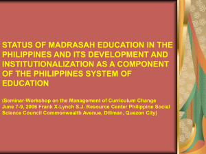 status of madrasah education in the philippines and its