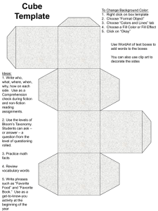 Cube Template - For the Teachers