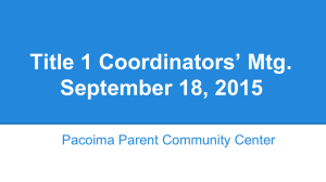 Title 1 Coordinators* Mtg. September 18, 2015