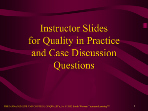 Instructor Slides for Quality in Practice and Case Discussion Questions