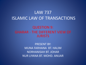 LAW 737 ISLAMIC BANKING AND TRANSACTIONS