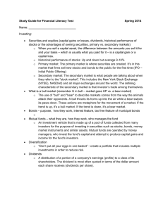 Study Guide for Financial Literacy Test Spring 2014 Name: Investing