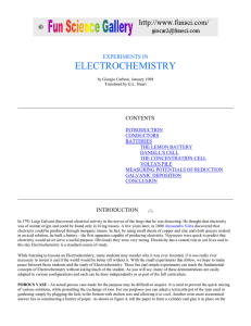 EXPERIMENTS IN ELECTROCHEMISTRY by Giorgio Carboni