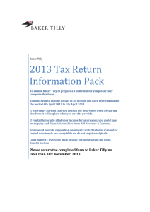 2013 Tax Return Information Pack