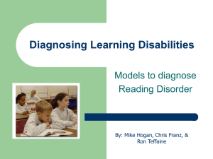 Diagosing Learning Disabilities