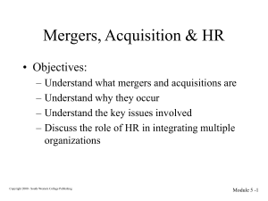Mergers, Acquisition & HR