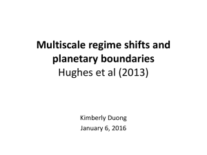 Multiscale regime shifts and planetary boundaries Hughes et al (2013)
