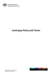 Centrepay Policy and Terms - Department of Human Services