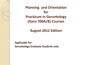 2012 Gero 400 Practicum - Orientation & Planning