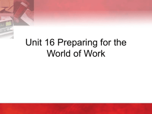 Unit 16 - Preparing for the World of Work - Delmar