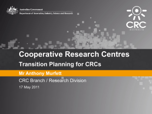 Cooperative Research Centres Transition Planning for CRCs