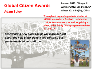 Adam Soley's Global Citizen Story Study China and Challenger