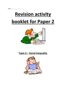 Revision Activity Booklet for Social Inequality 2015