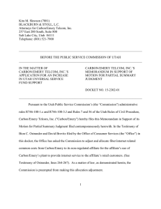 Carbon/Emery Telcom, Inc's Memorandum in Support of Motion for