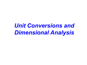 Unit Conversions and Dmensional Analysis