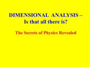 DIMENSIONAL ANALYSIS Is that all there is?