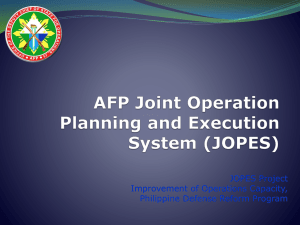 Joint Operation Planning and Execution System (JOPES) Project