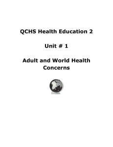 QCHS Health Education 2 Unit # 1 Adult and World Health