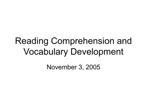 Reading Comprehension and Vocabulary Development