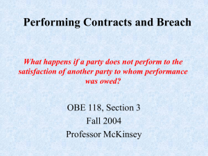 Performing Contracts and Breach, October 14