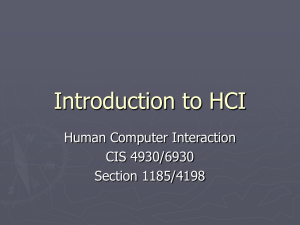 Introduction to HCI - Department of Computer and Information