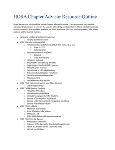 HOSA Chapter Advisor Resource Outline Listed below is an outline