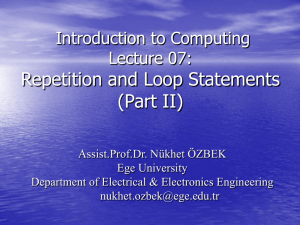 Repetition and Loop Statements (Part II)