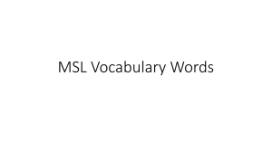 MSL Vocabulary Words