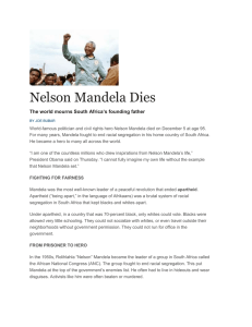 Nelson Mandela Dies The world mourns South Africa's founding
