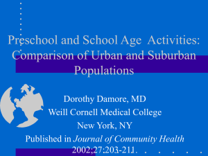 Preschool and School Age Activities: Comparison of Urban and