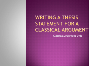 Writing a Thesis statement for a Classical Argument