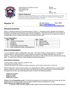 Physics 12 - Course Outline - Mr. Lawson's Website