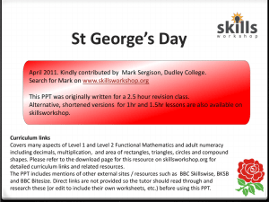 St. George*s Day - Skills Workshop
