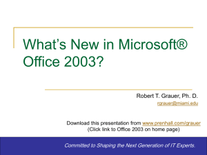 What's New in Microsoft® Office 2003?