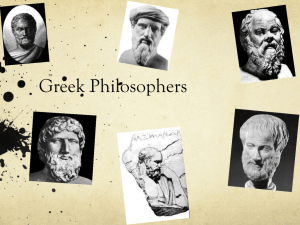Greek Philosophers - A Place in the World