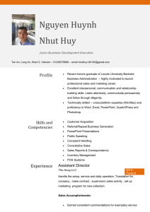Nguyen Huynh Nhut Huy Junior Business Development Executive