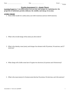 Practice Assessment 3.1 – Atomic Theory - RHS Chemistry