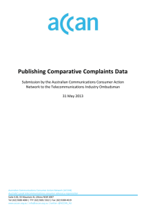 ACCAN submission on publishing comparative complaints data813