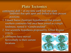 Plate Tectonics continental drift
