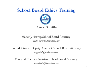 School Board Ethics Training - School Board Attorneys Office