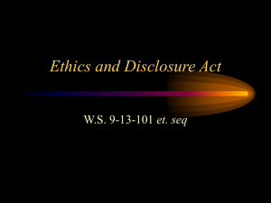 Ethics and Disclosure Act - Wyoming Association of Conservation