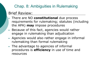Chap. 8: Ambiguities in Rulemaking