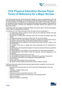 VCE Physical Education Review Panel Terms of Reference for a