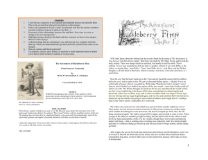 Huckleberry Finn Reading and Assignment