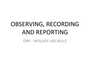 OBSERVING, RECORDING AND REPORTING