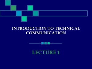 INTRODUCTION TO TECHNICAL COMMUNICATION